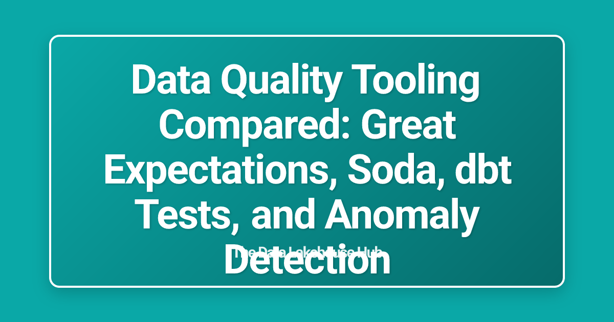 Data Quality Tooling Compared: Great Expectations, Soda, dbt Tests, and Anomaly Detection